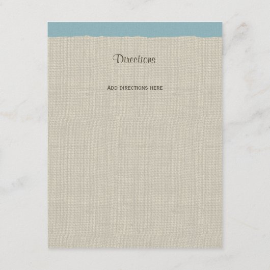 パインコーンとBurlap情報カードブルー エンクロージャーカード (裏面)