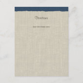 パインコーンとBurlap情報カードNavy Blue エンクロージャーカード (裏面)