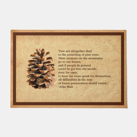 パインコーンアンドジョンミュア引用文 ドアマット (正面)