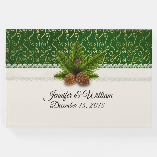 パインコーンウィンターウェディングゲストブック ゲストブック (正面)