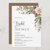 パインコーンウィンターフローラブライダルシャワー 招待状 (正面/裏面)