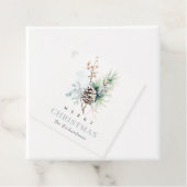 パインコーンウォーターカラーウィンターベリーのクリスマス フェイバータグ (インサイチュ)