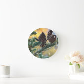 パインコーンウッドランズ自然シーン ラウンド壁時計 (ホーム)