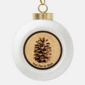 パインコーンオンオールド紙 セラミックボールオーナメント (正面)