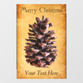 パインコーンオンヴィンテージ紙 – クリスマス ウィンドウサイン (シート)