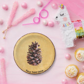 パインコーンオンヴィンテージ紙 ペーパープレート (パーティー)