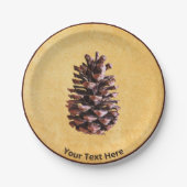 パインコーンオンヴィンテージ紙 ペーパープレート (正面)