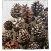 パインコーンオーガニッククリスマスオーナメントアート シャワーカーテン (正面)