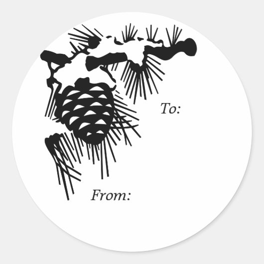 パインコーンクリスマスギフトラベル ラウンドシール (正面)