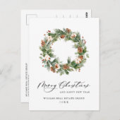 パインコーンクリスマスグリーティング企業のホリデー ポストカード (正面/裏面)