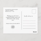 パインコーンクリスマスグリーティング企業のホリデー ポストカード (裏面)