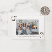 パインコーンクリスマスファミリーフォトカード ノートカード (正面/裏面インサイチュ)