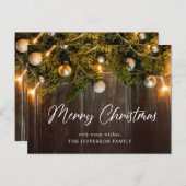 パインコーンクリスマスホリデーグリーティングカード ポストカード (正面/裏面)