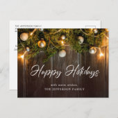 パインコーンクリスマスホリデーグリーティ企業のング ポストカード (正面/裏面)