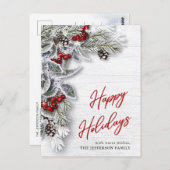 パインコーンクリスマスホリデーグリーティ企業のング ポストカード (正面/裏面)