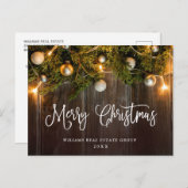 パインコーンクリスマスホリデーグリーティ企業のング ポストカード (正面/裏面)