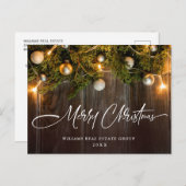 パインコーンクリスマスホリデーグリーティ企業のング ポストカード (正面/裏面)