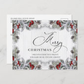 パインコーンクリスマスホリデーグリーティ企業のング ポストカード (正面/裏面)