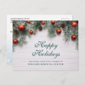 パインコーンクリスマスホリデーグリーティ企業のング ポストカード (正面/裏面)