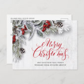 パインコーンクリスマスホリデーグリーティ企業のング ポストカード (正面/裏面)