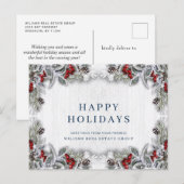 パインコーンクリスマスホリデーグリーティ企業のング ポストカード (正面/裏面)