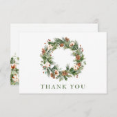 パインコーンクリスマスホリデーリース 企業の サンキューカード (正面/裏面)