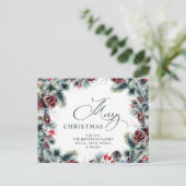 パインコーンクリスマスリースホリデーグリーティング ポストカード (スタンド正面)