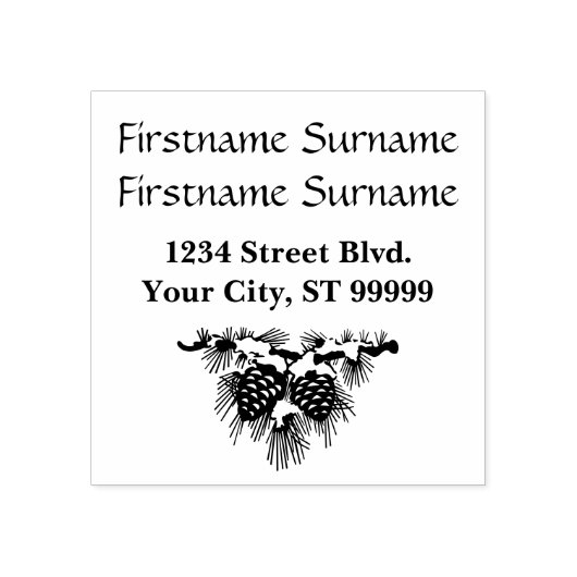 パインコーンクリスマス差出人住所ゴムスタンプ ラバースタンプ (インプリント)