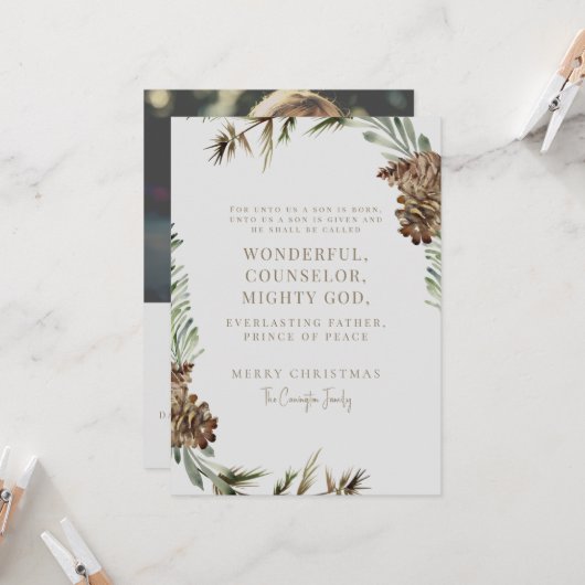 パインコーンクリスマス聖なる書物、 経典クリスチャン写真 (正面/裏面インサイチュ)