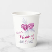 パインコーンスケッチブループラム冬の結婚式 紙コップ (裏面)