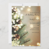 パインコーンツリーライトミニマルクラシック休日 招待状 (正面)