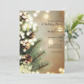 パインコーンツリーライトミニマルクラシック休日 招待状 (スタンド正面)