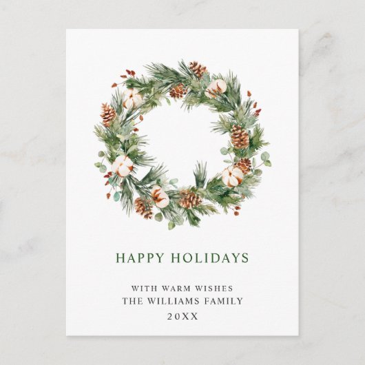 パインコーンファーリースメリークリスマスホリデー ポストカード (正面)