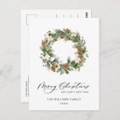 パインコーンファーリースメリークリスマスホリデー ポストカード (正面/裏面)