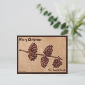 パインコーンブランチオンオールド紙 ポストカード (スタンド正面)