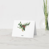 パインコーンブランチクリスマ素朴スホリデイ カード (裏面)