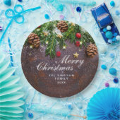 パインコーンブランチホリデー素朴クリスマスパーティー ペーパープレート (パーティー)