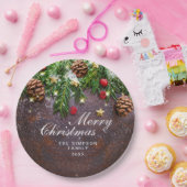 パインコーンブランチホリデー素朴クリスマスパーティー ペーパープレート (パーティー)