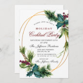 パインコーンホリークリスマスホリデーカクテルパーティー 招待状 (正面/裏面)