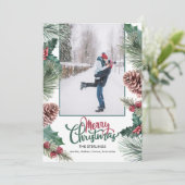 パインコーンホリーブランチ写真メリークリスマス シーズンカード (スタンド正面)