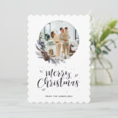 パインコーンボタニカルリースフォトメリークリスマス シーズンカード (スタンド正面)