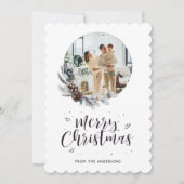 パインコーンボタニカルリースフォトメリークリスマス シーズンカード (正面)