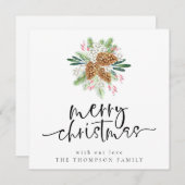 パインコーンメリークリスマスホリデーカード ノートカード (正面/裏面)