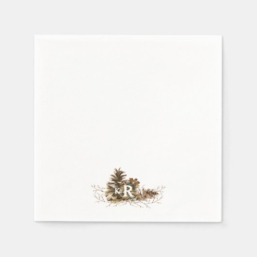 パインコーンモノグラムカクテル スタンダードカクテルナプキン (正面)