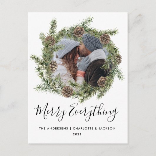 パインコーンリース | フォトクリスマスカード シーズンポストカード (正面)