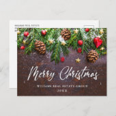 パインコーン分岐クリスマスグリーティ企業のングポイント ポストカード (正面/裏面)