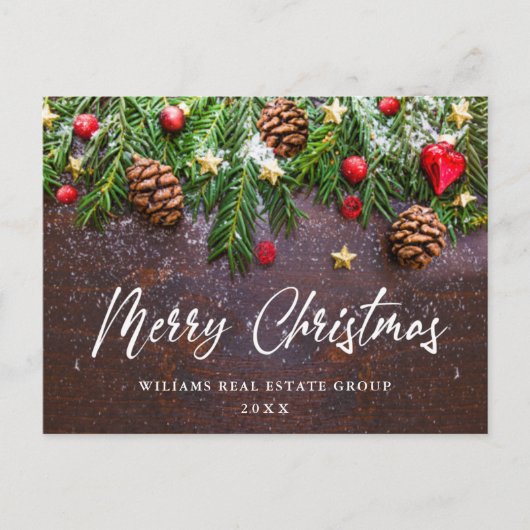 パインコーン分岐クリスマスグリーティ企業のングポイント ポストカード (正面)