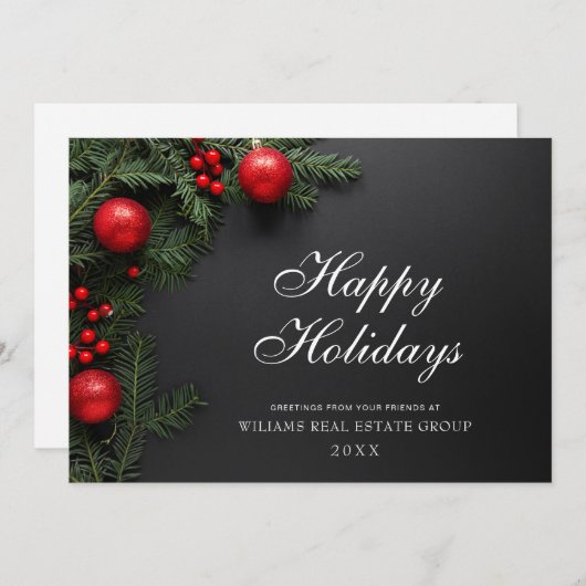 パインコーン分岐クリスマスグリーティ企業のング シーズンカード (正面/裏面)