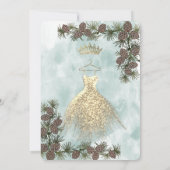 パインコーン水カラー金ゴールドティアラQuinceaenera 招待状 (裏面)