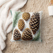 パインコーン水彩植物芸術 クッション (ブランケット)